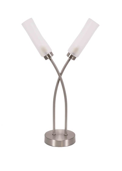 ValueLights Maya Brushed Silver Table Lamp with White Drum Shade