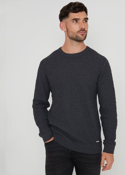 Threadbare Charcoal Mini Cable Knit Crew Neck Jumper