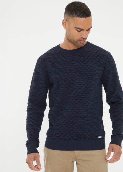 Threadbare Navy Mini Cable Knit Crew Neck Jumper