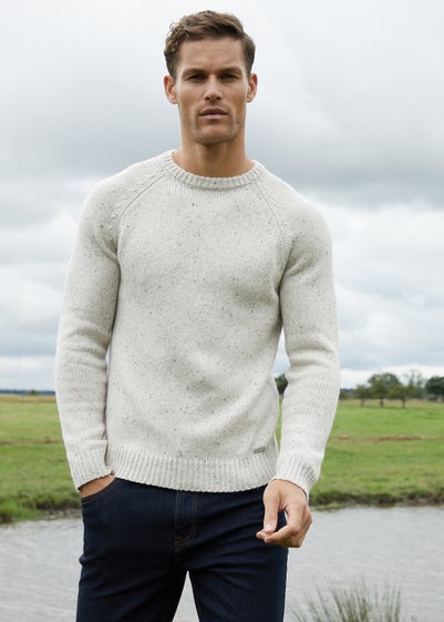 Threadbare Natural Knitted Raglan Sleeve Crew Neck Jumper