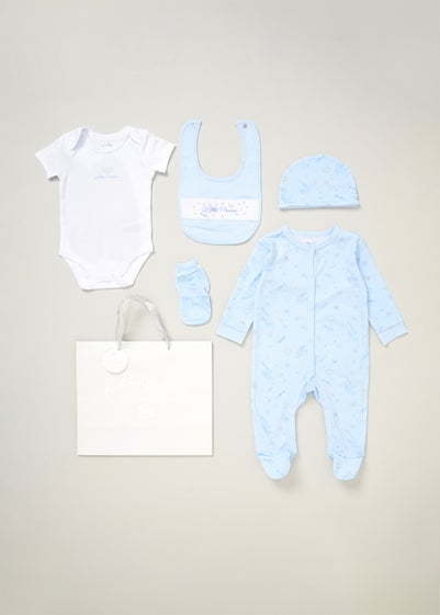 Rock a Bye Baby Light Blue Cotton 5-Piece Baby Gift Set (0-6 months)