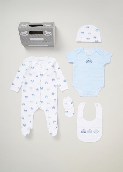 Rock a Bye Baby Light Blue Cotton 5-Piece Baby Gift Set (0-6 months)