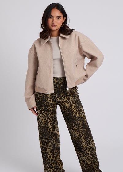 Urban Bliss Oatmeal Faux Wool Bomber