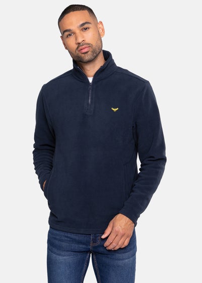 Threadbare Navy Quarter Zip Fleece Sweatshirt