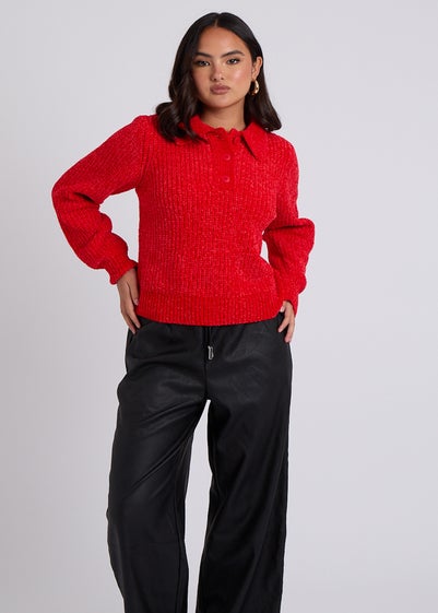 Urban Bliss Red Chenile Button Jumper