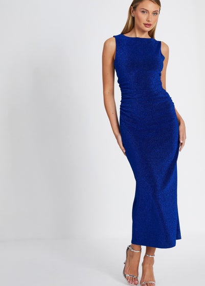 Quiz Blue High Neck Midaxi Dress