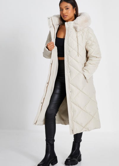 Quiz Stone Petite Quilted Longline Parka