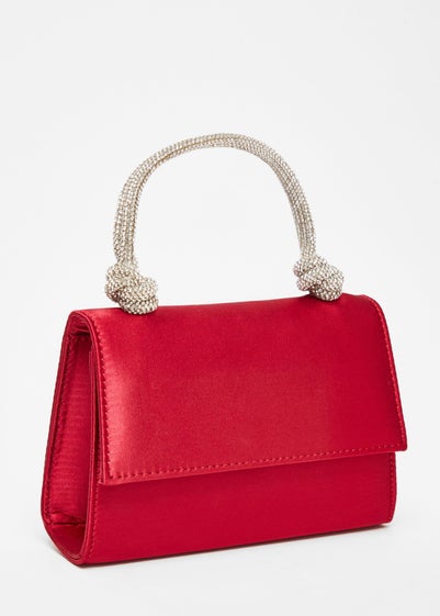 Quiz Red Satin Top Handle Bag