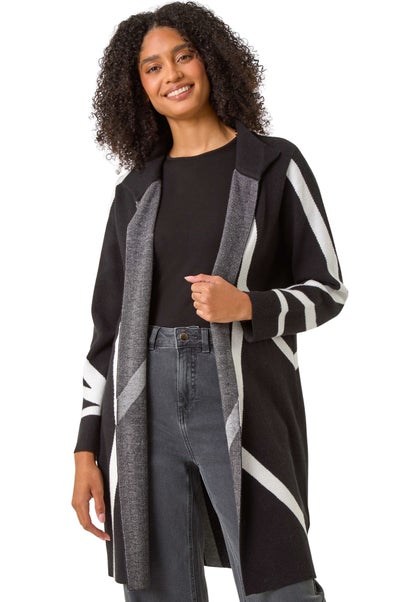 Roman Black Abstract Patterned Cardigan