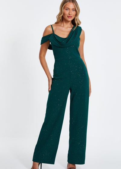 Quiz Green Glitter Palazzo Jumpsuit