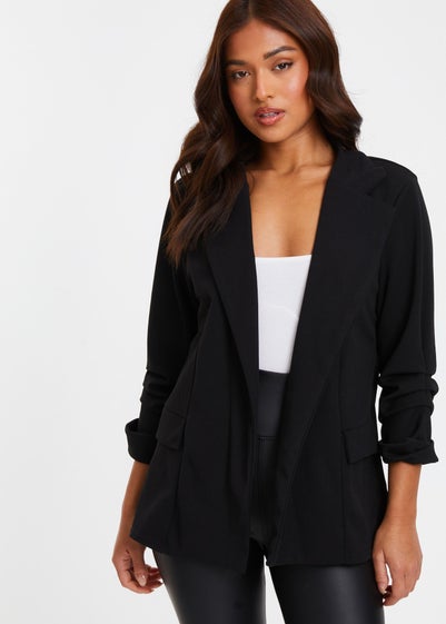 Quiz Black Petite Ruched Blazer