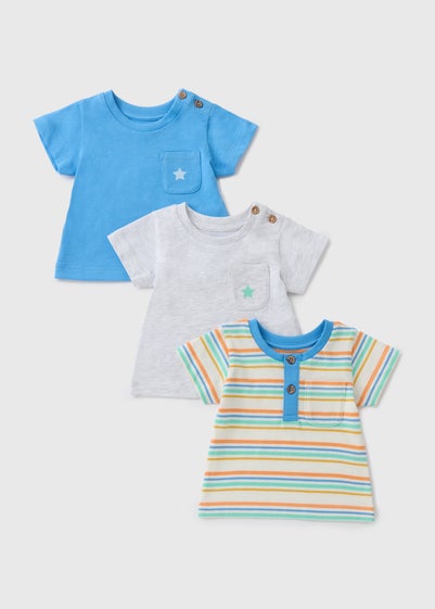 3 Pack Boys Multicolour T-Shirts (Newborn-23mths)