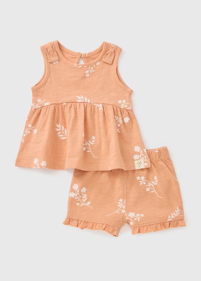 Baby Orange Floral Top & Shorts Set (Newborn-23mths)
