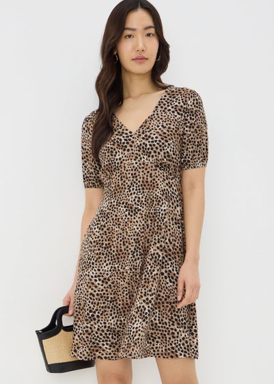 Brown Animal Print Mini Dress