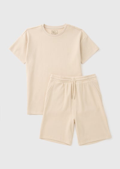 Boys Stone Waffle Top & Shorts Set (7-15yrs)