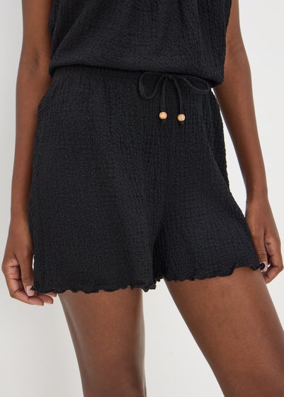 Black Textured Shorts