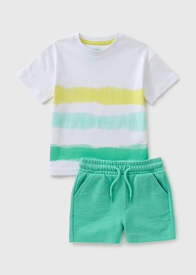 Boys Green Tie Dye Top & Shorts Set (1-7yrs)