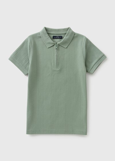 Boys Green Ribbed Polo Top (7-15yrs)