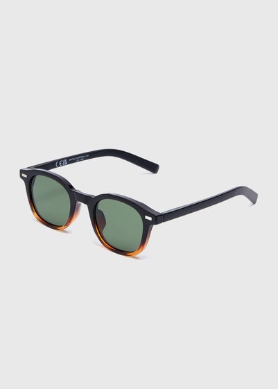 Black Ombre Matte Round Sunglasses