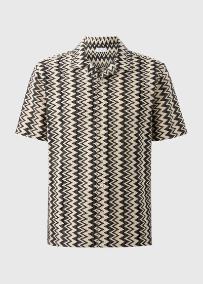 Black Textured Zig Zag Shirt