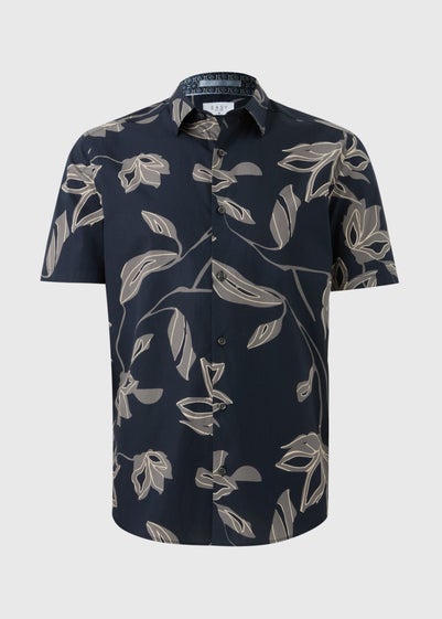 Black Leaf Floral Print Smart Shirt
