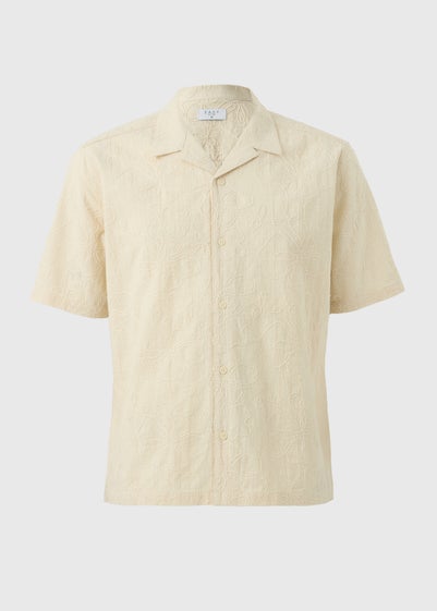 Ecru Textured Floral Embroidery Shirt