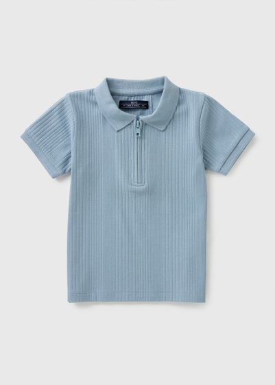 Boys Blue Ribbed Smart Polo Shirt (1-7yrs)