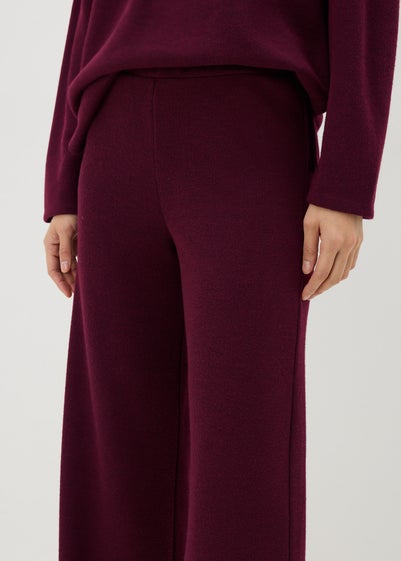 Burgundy Soft Touch Wide Leg Trousers