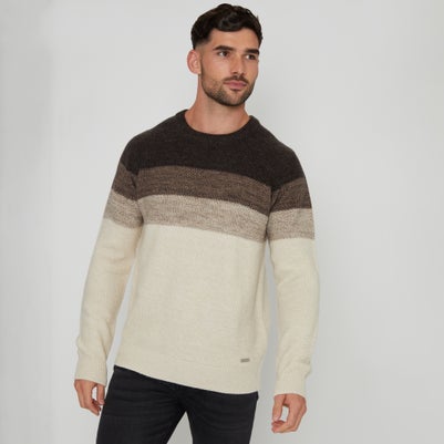 Threadbare Cream Ombré Stripe Crew Neck Jumper