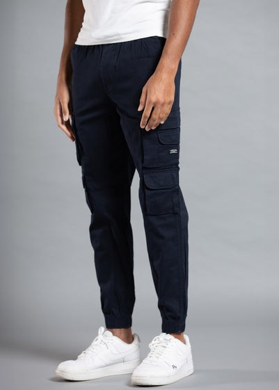 Tokyo Laundry Navy Belted Cotton Cargo Trousers