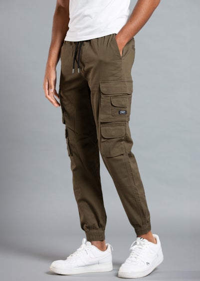 Tokyo Laundry Khaki Belted Cotton Cargo Trousers