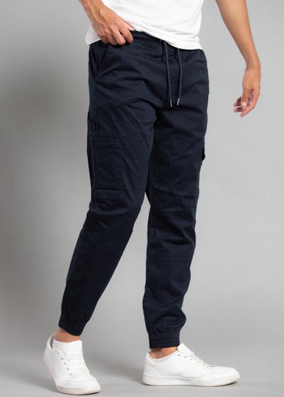 Tokyo Laundry Navy Cotton Drawstring Cargo Trousers