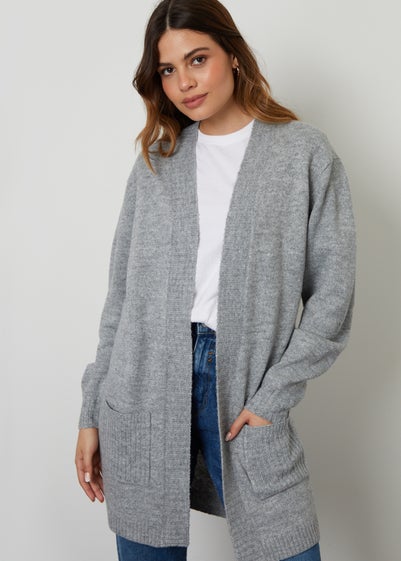 Threadbare Grey Ocean Longline Knitted Cardigan