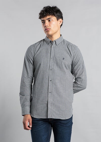 French Connection Charcoal Cotton Long Sleeve Gingham Shirt