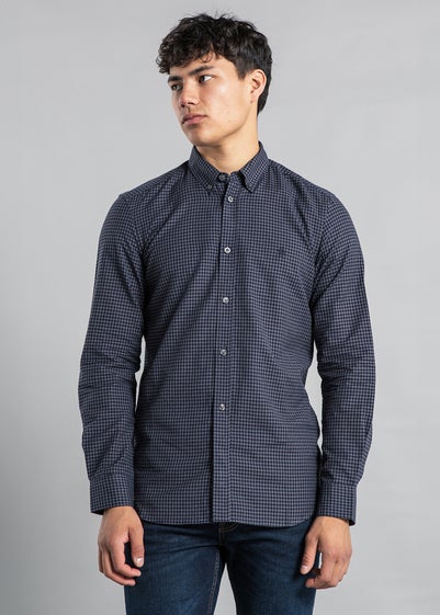 French Connection Navy Cotton Long Sleeve Gingham Shirt