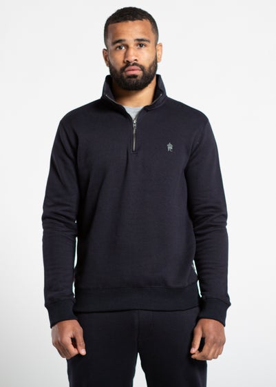 French Connection Navy Cotton Blend Zip Jumper & Jogger Tracksuit Co-Ord