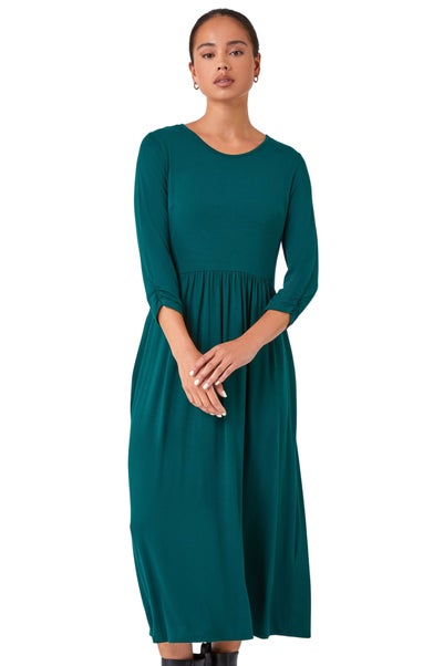 Roman Forest Green Petite Stretch Jersey Midi Dress