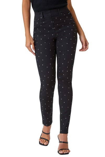 Roman Black Diamante Embellished Stretch Jegging