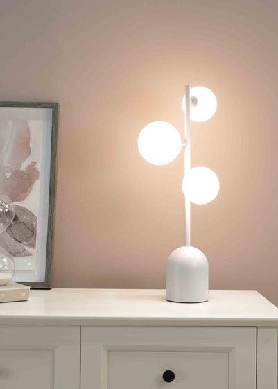 ValueLights Marlow Grey Table Lamp with White Globe Shade