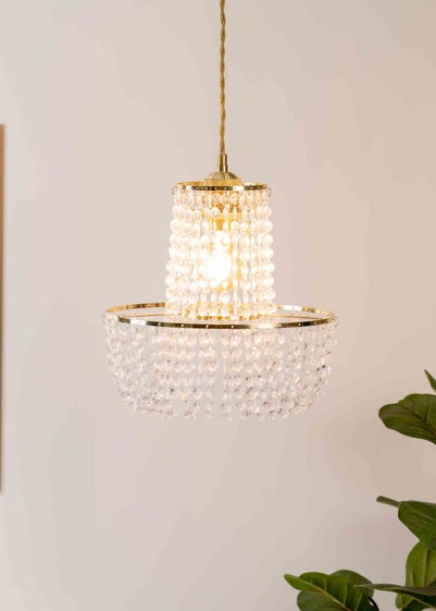 ValueLights Tegan Polished Gold Tiered Ceiling Pendant Droplets Shade (28cm x 28cm x 28cm)