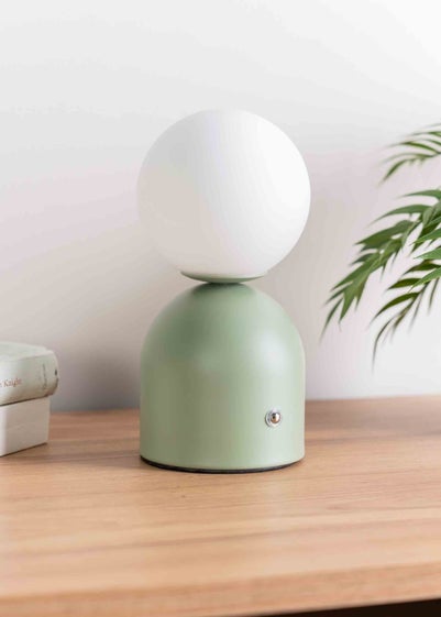 ValueLights Dimmable Green Table Lamp with White Globe Shade Integrated LED