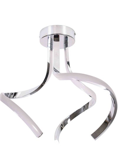 ValueLights Infinity Silver Flush Light with White  Shade Integrated LED (38cm x 35cm x 34.5cm)