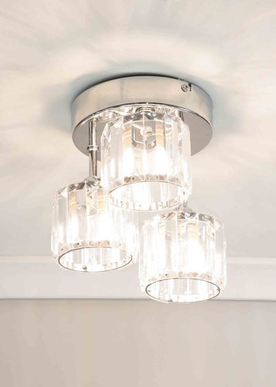 ValueLights Beth Polished Silver Semi-Flush Light with White  Shade (20cm x 19.5cm x 18.5cm)