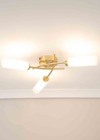 ValueLights Maya Brushed Gold Semi-Flush Light with White Drum Shade