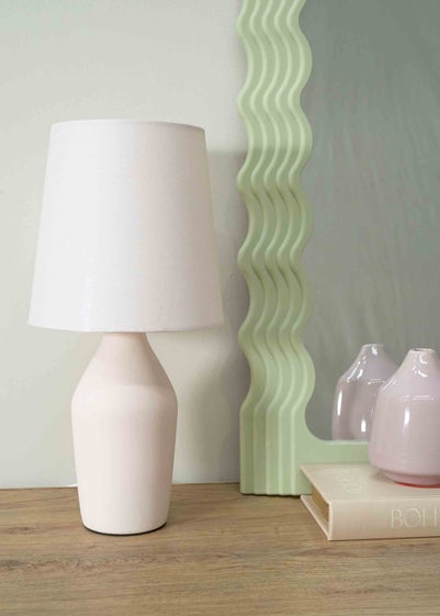 ValueLights Arlo Matte Pink Table Lamp with Pink Tapered Shade