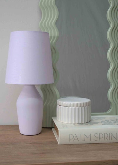 ValueLights Arlo Matte Purple Table Lamp with Purple Tapered Shade