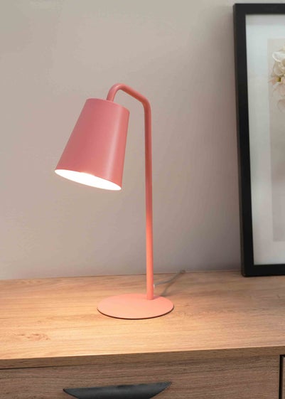 ValueLights Bibi Gloss Pink Table Lamp with Pink Tapered Shade