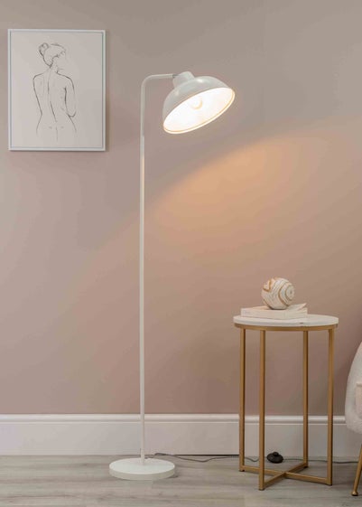 ValueLights Morris Matte White Floor Lamp with White Dome Shade