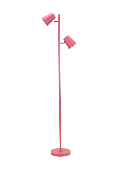 ValueLights Bibi Gloss Pink Floor Lamp with Pink Tapered Shade