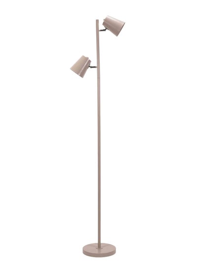 ValueLights Bibi Gloss Natural Floor Lamp with Natural Tapered Shade